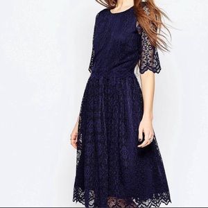 Navy Lace Midi Dress